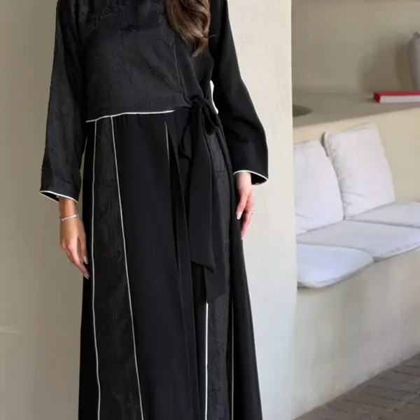 Black Ivory Panelled Tie Abaya product image 1