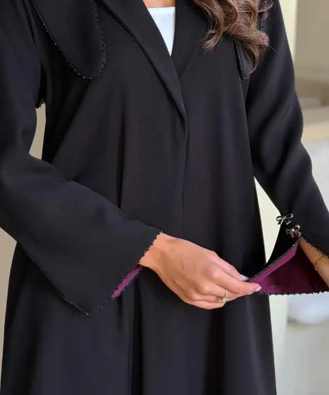 Black Plum Cuff Cape Abaya product image 1