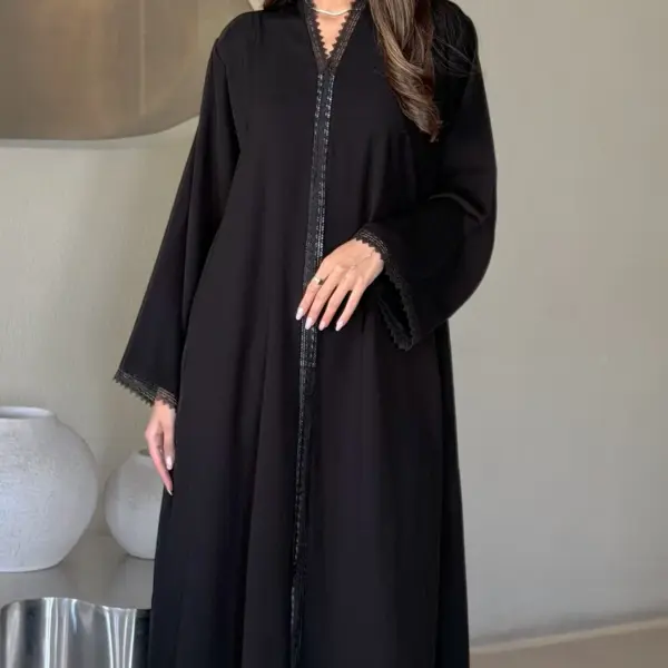 Black Scalloped Lace Abaya product image 1