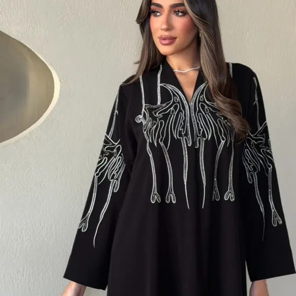 Black Silver Bird Embellished Abaya product image 1