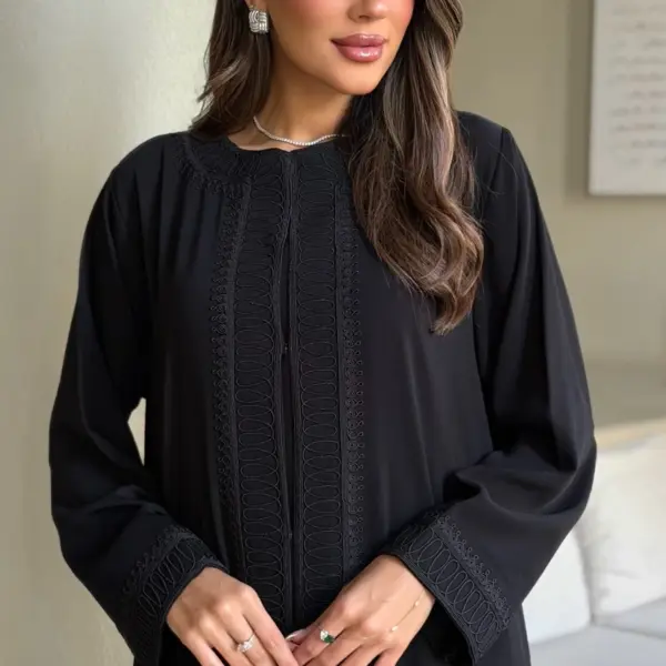 Black Tonal Cord Embroidered Abaya product image 1