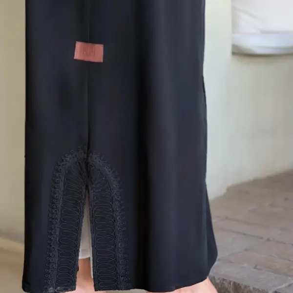Black Tonal Cord Embroidered Abaya product image 2