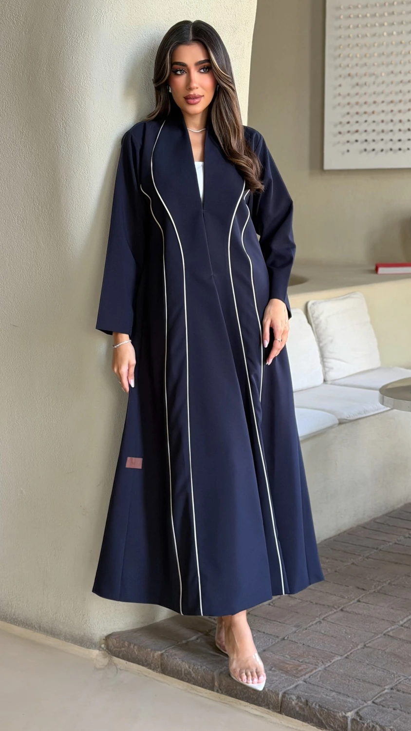 Navy Contrast Piping Abaya product image 1