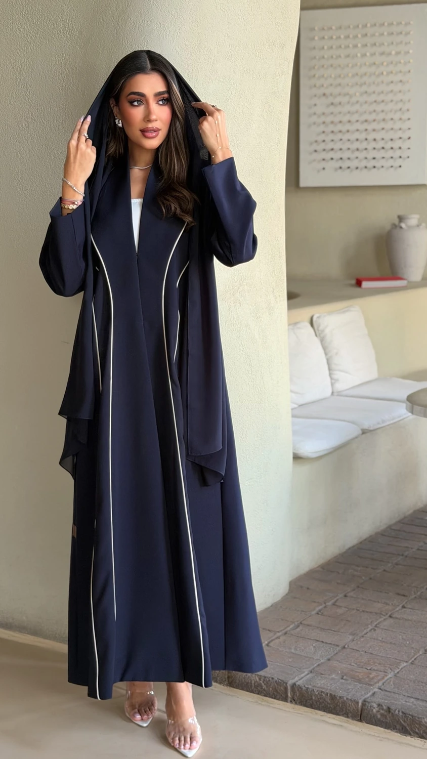 Navy Contrast Piping Abaya product image 2