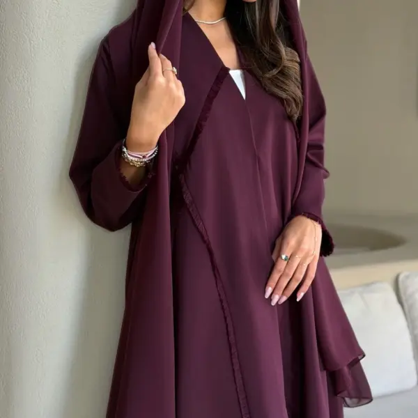 Plum Fringe Layered Abaya product image 1