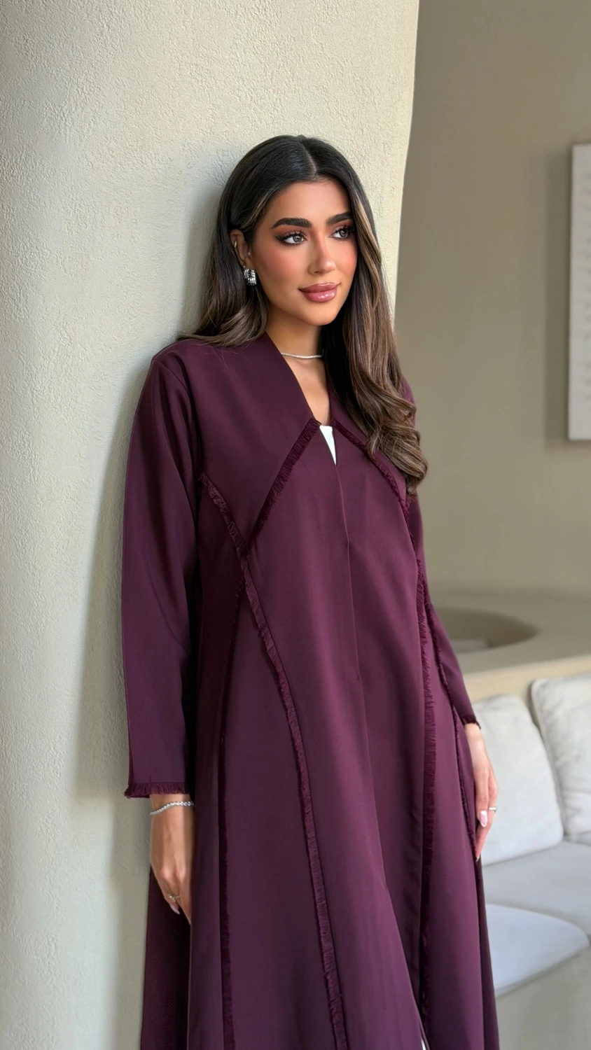 Plum Fringe Layered Abaya product image 2