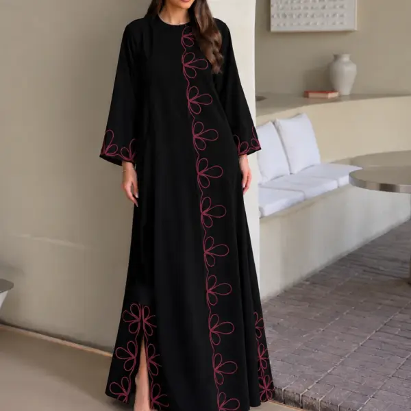 Black Gold Floral Embroidered Abaya