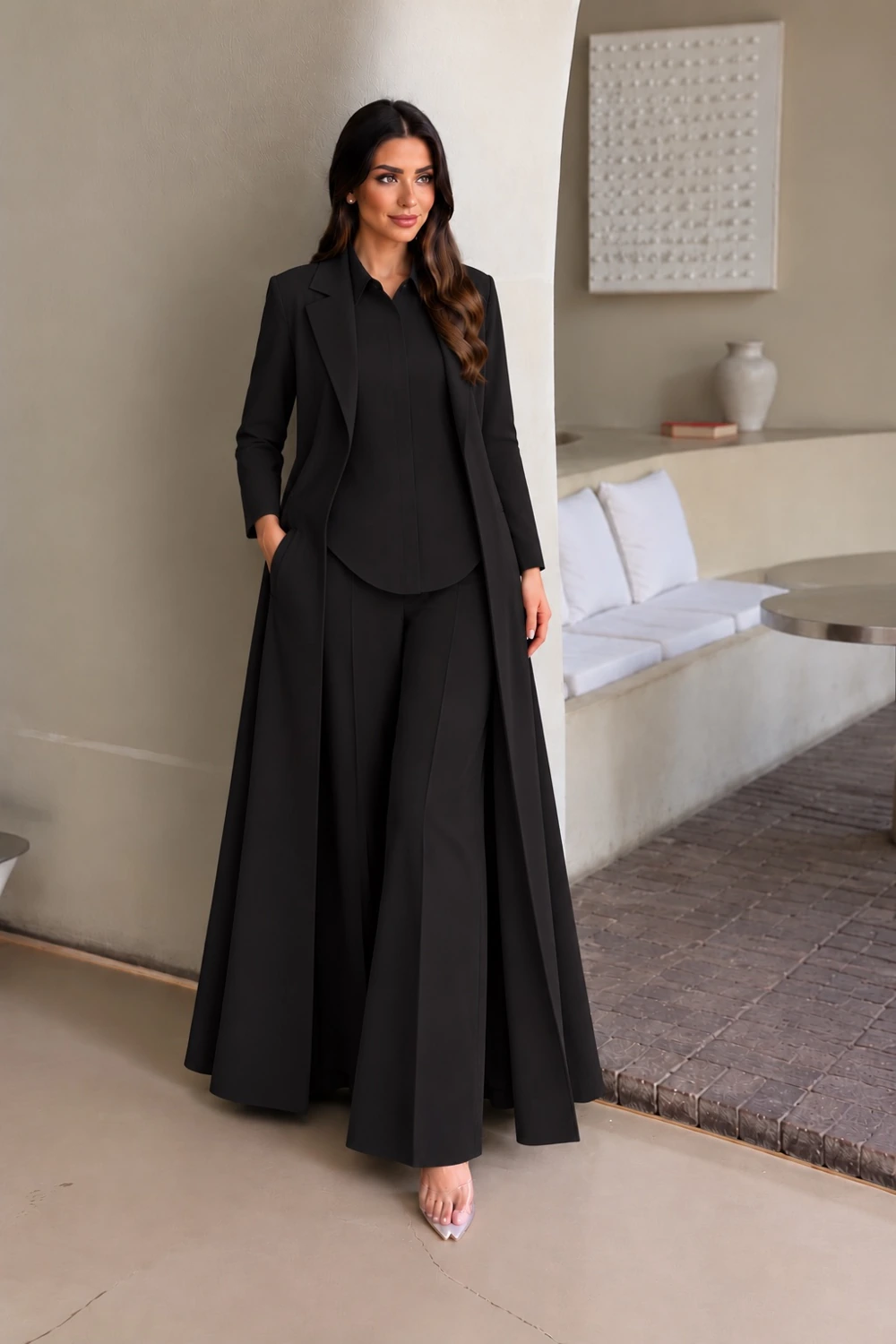 Black Layered Blazer Abaya view 1