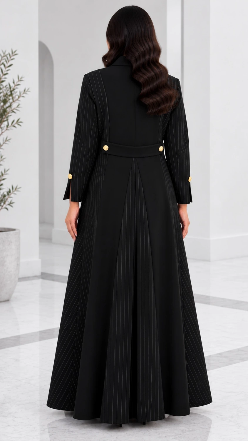 Black Pleated Blazer Abaya view 2