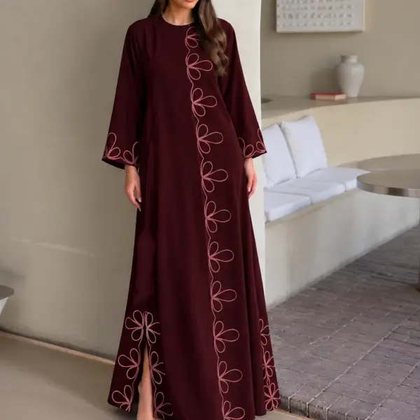 Black Gold Floral Embroidered Abaya