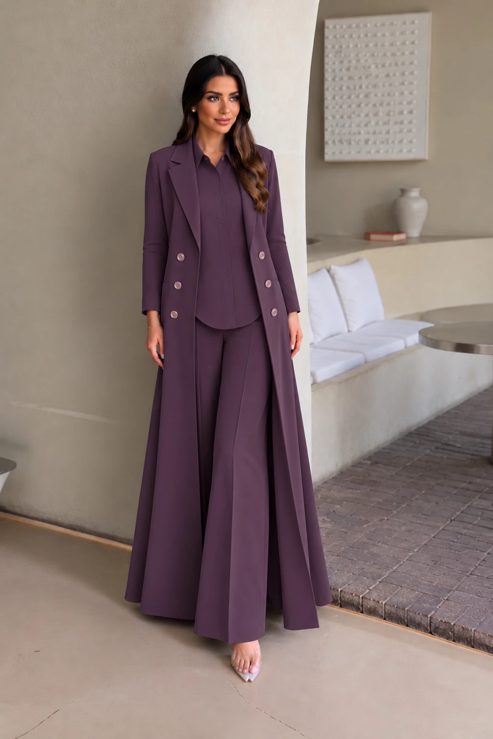 Purple Buttoned Blazer Abaya view 2