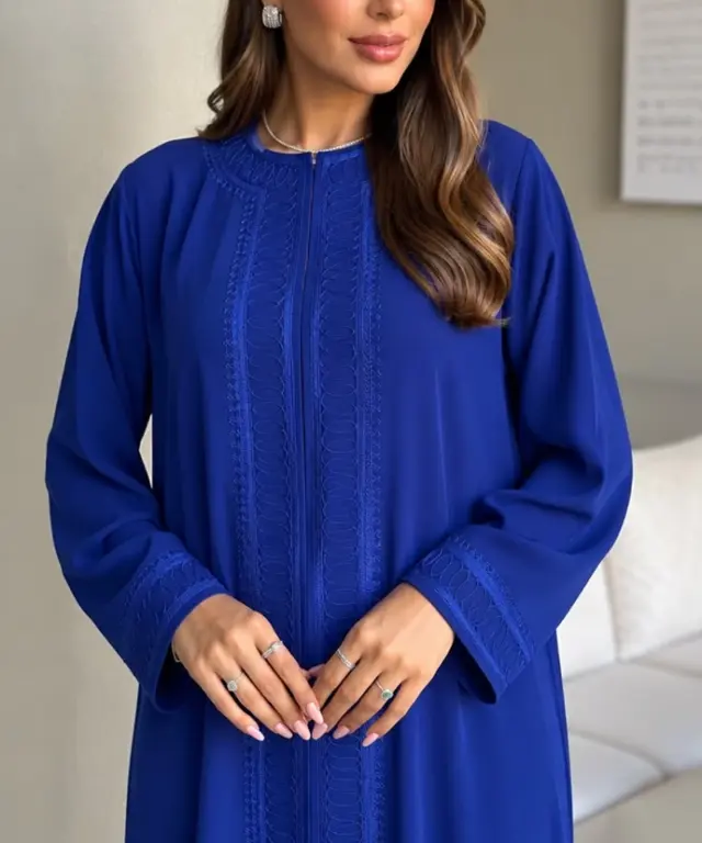 Royal Blue Side Slit Abaya view 2